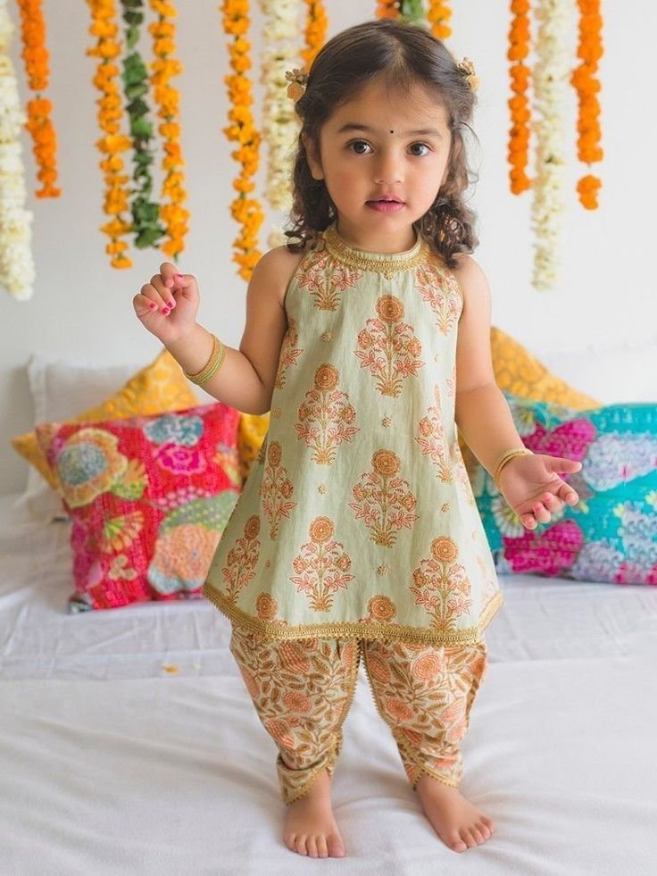 girls’ sleeveless kurti with dhoti pants set