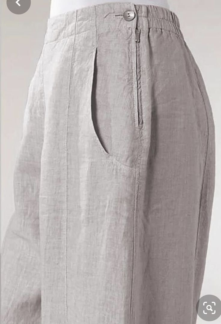 Light Grey High-Waist Straight-Fit Cotton Pants
